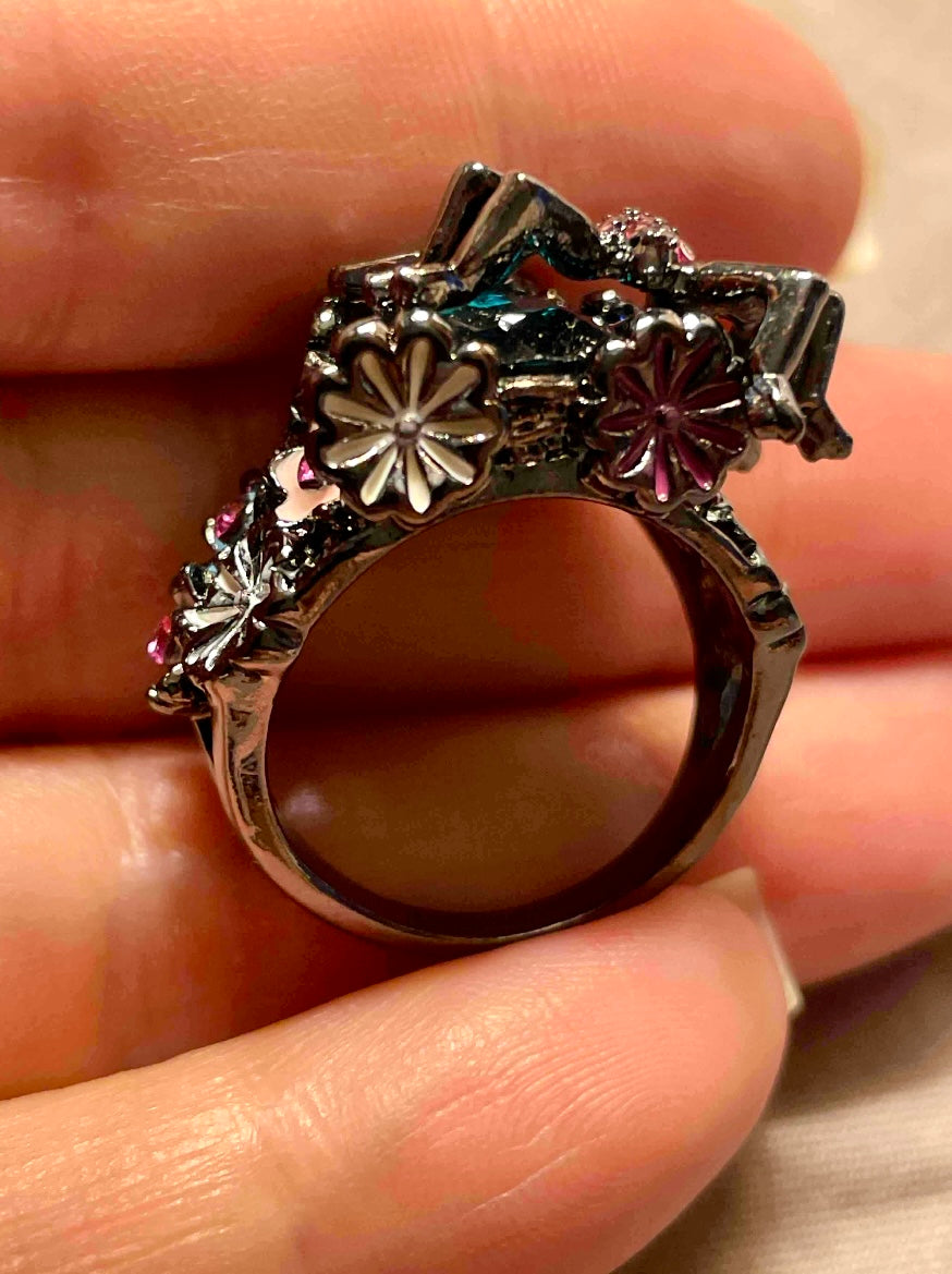 Ring - spider with flowers
