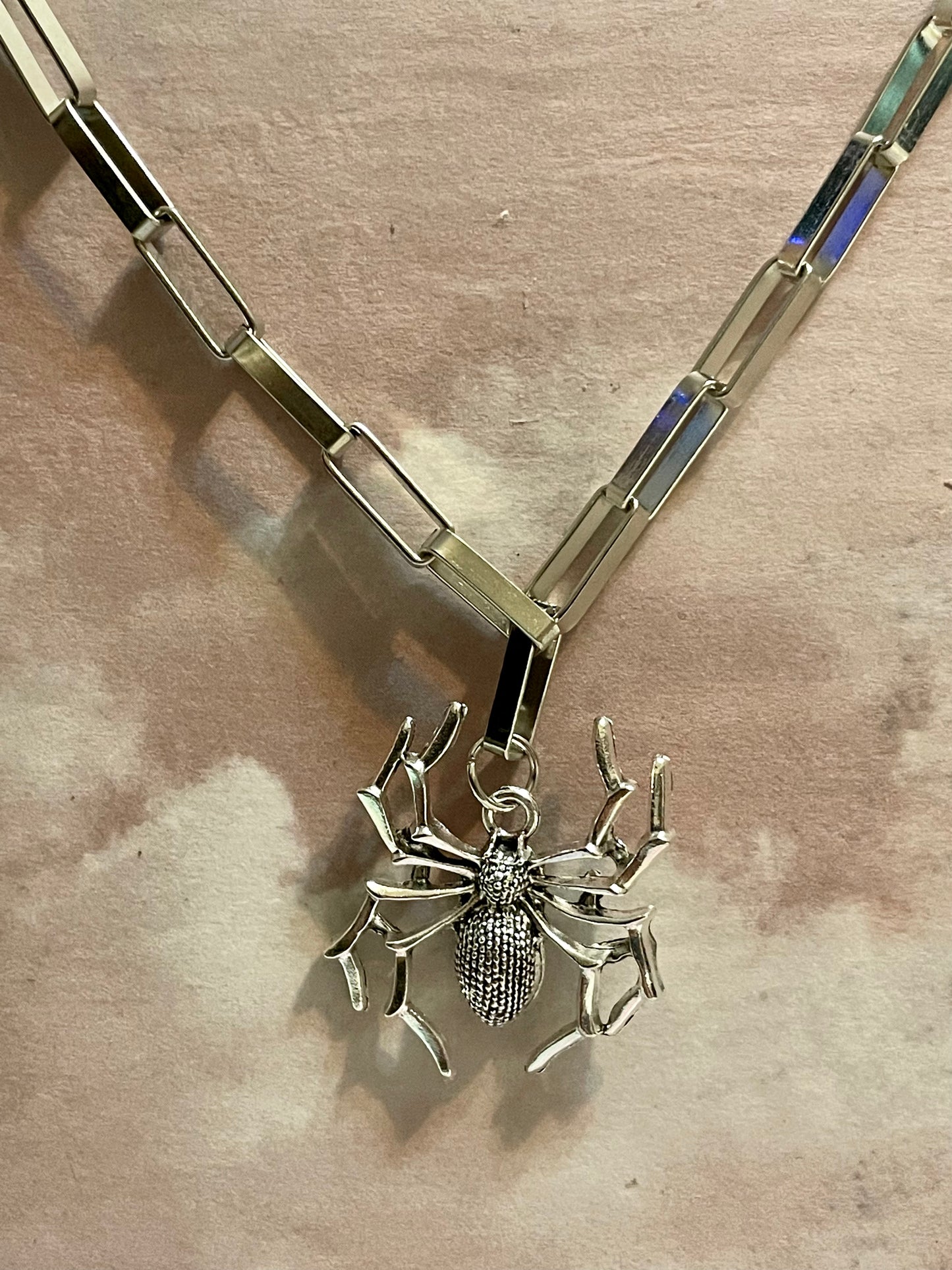Necklace - Chunky Silver Spider Chain