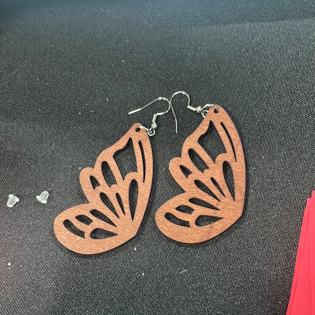 Earring - wooden butterfly