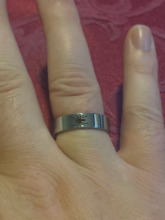 Ring - Silver Etched Spider