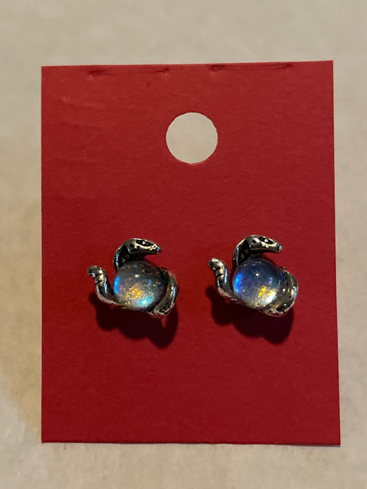 Earring - Snake Stud with Crystal Ball
