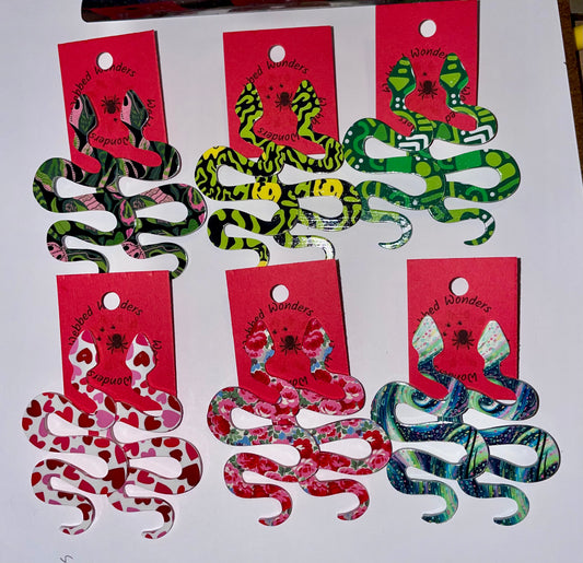Earrings - Snakes Multi Print