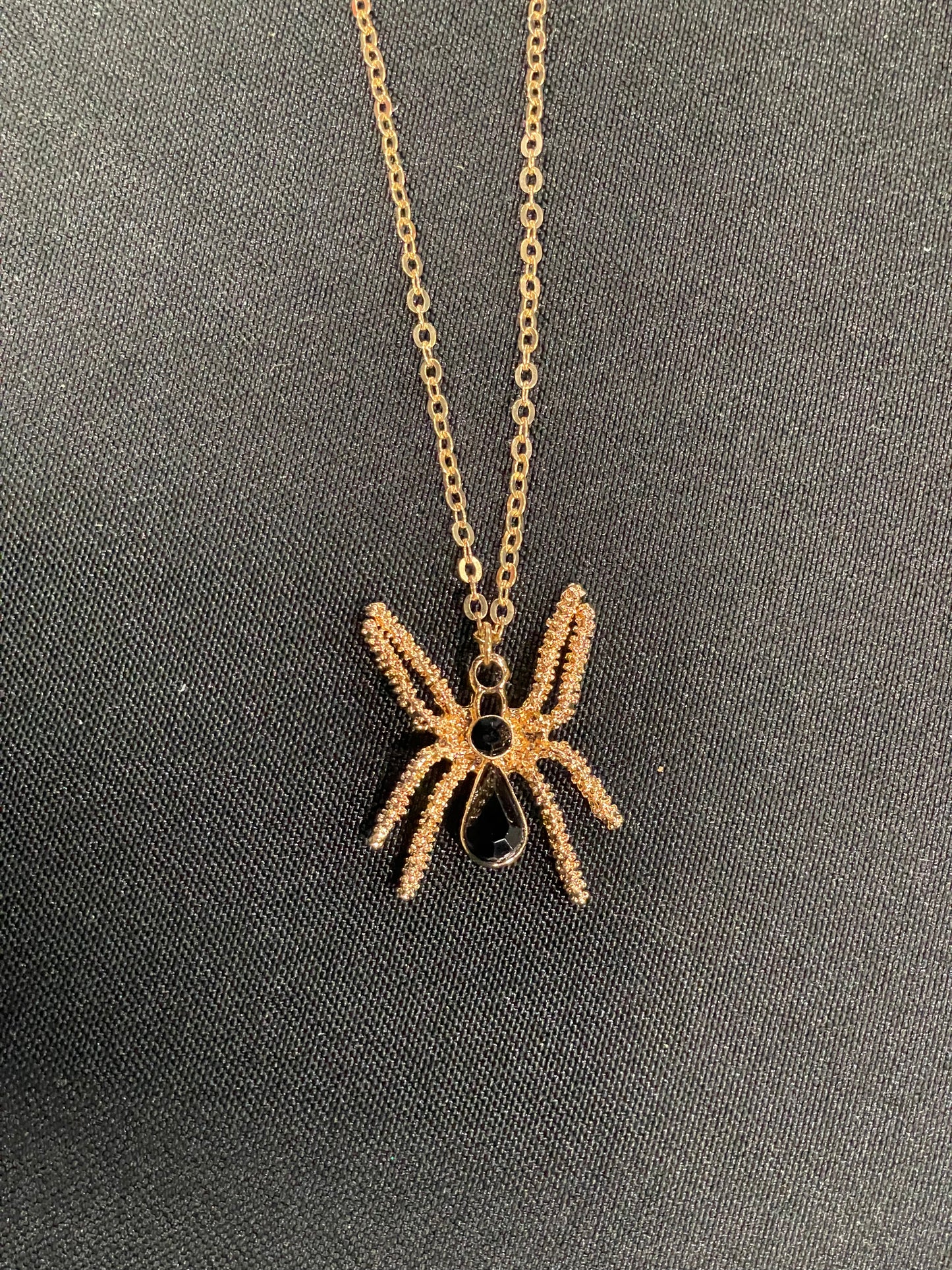 Necklace - gold and black spider