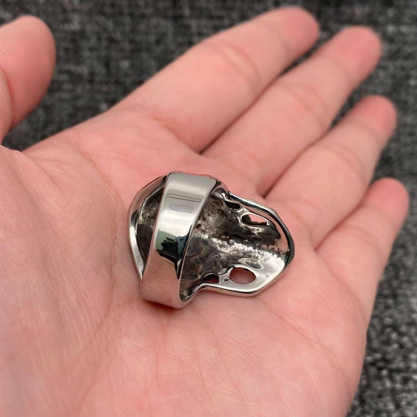 Stainless Steel Spider Man Skull Mask Ring - MJ/MR
