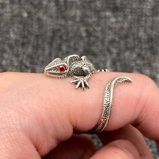 Vintage Red-eyed Lizard Adjustable Ring
