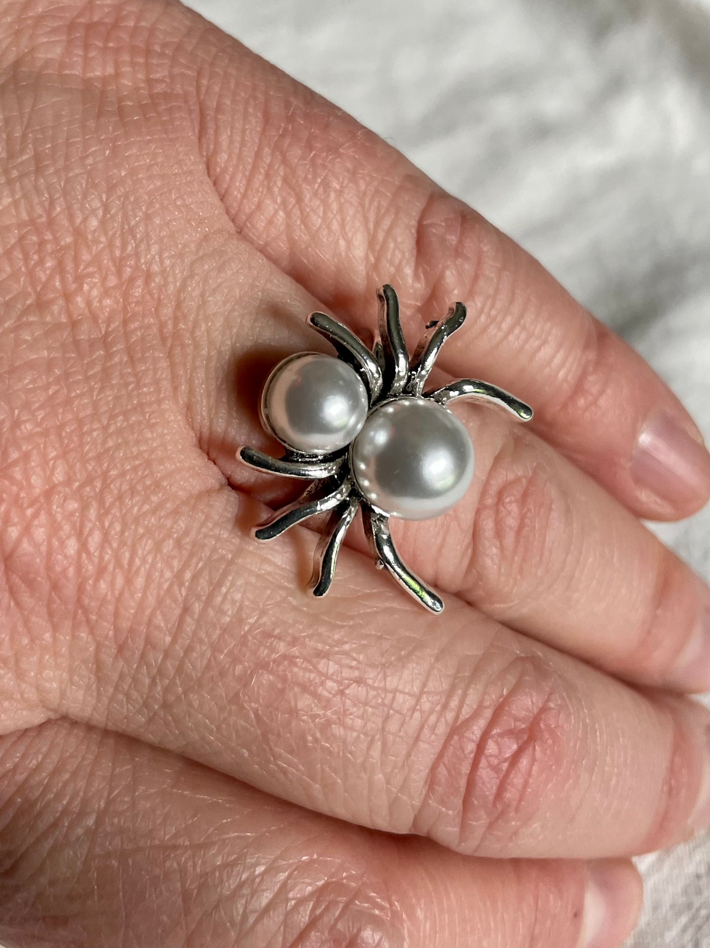 Ring - Spider Pearl Silver