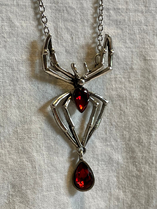Necklace - Spider Red Gem