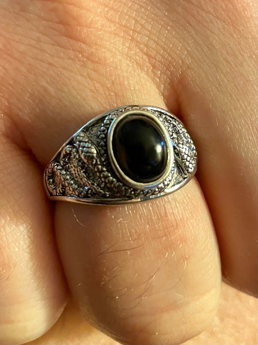 Ring - Snake Black Stone