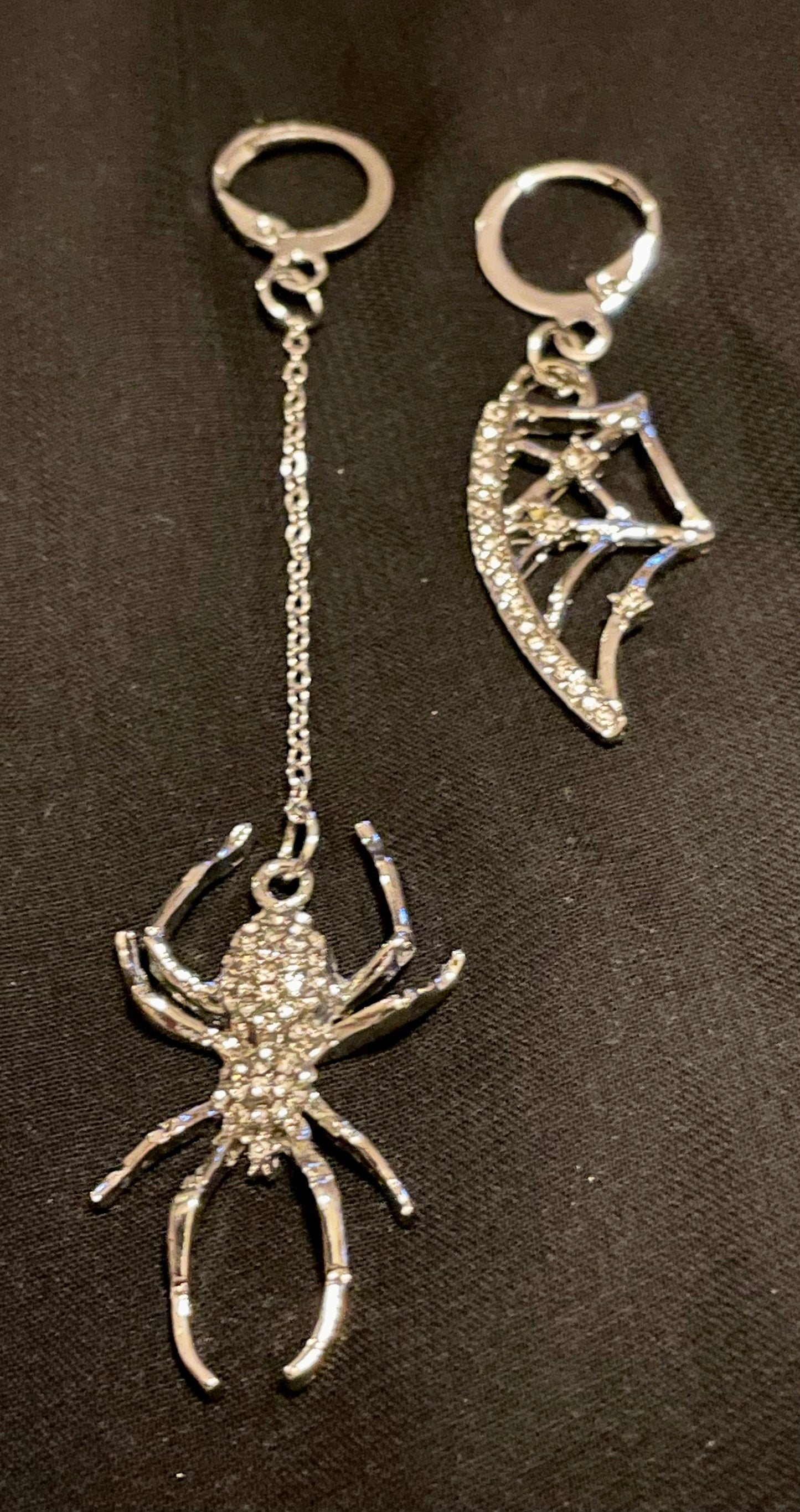 Earring - Mix Matched Silver Spider
