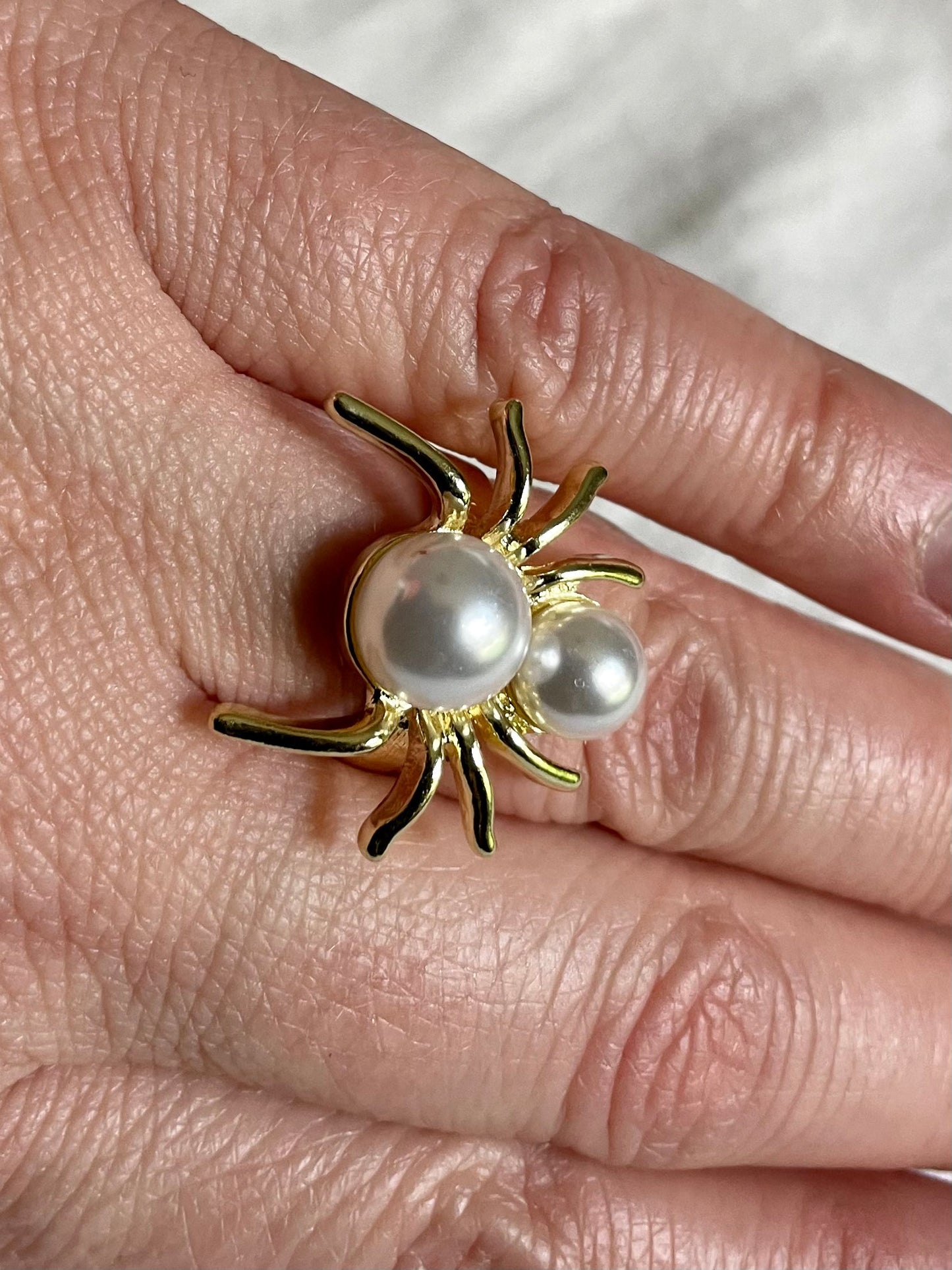 Ring - Spider Pearl Gold