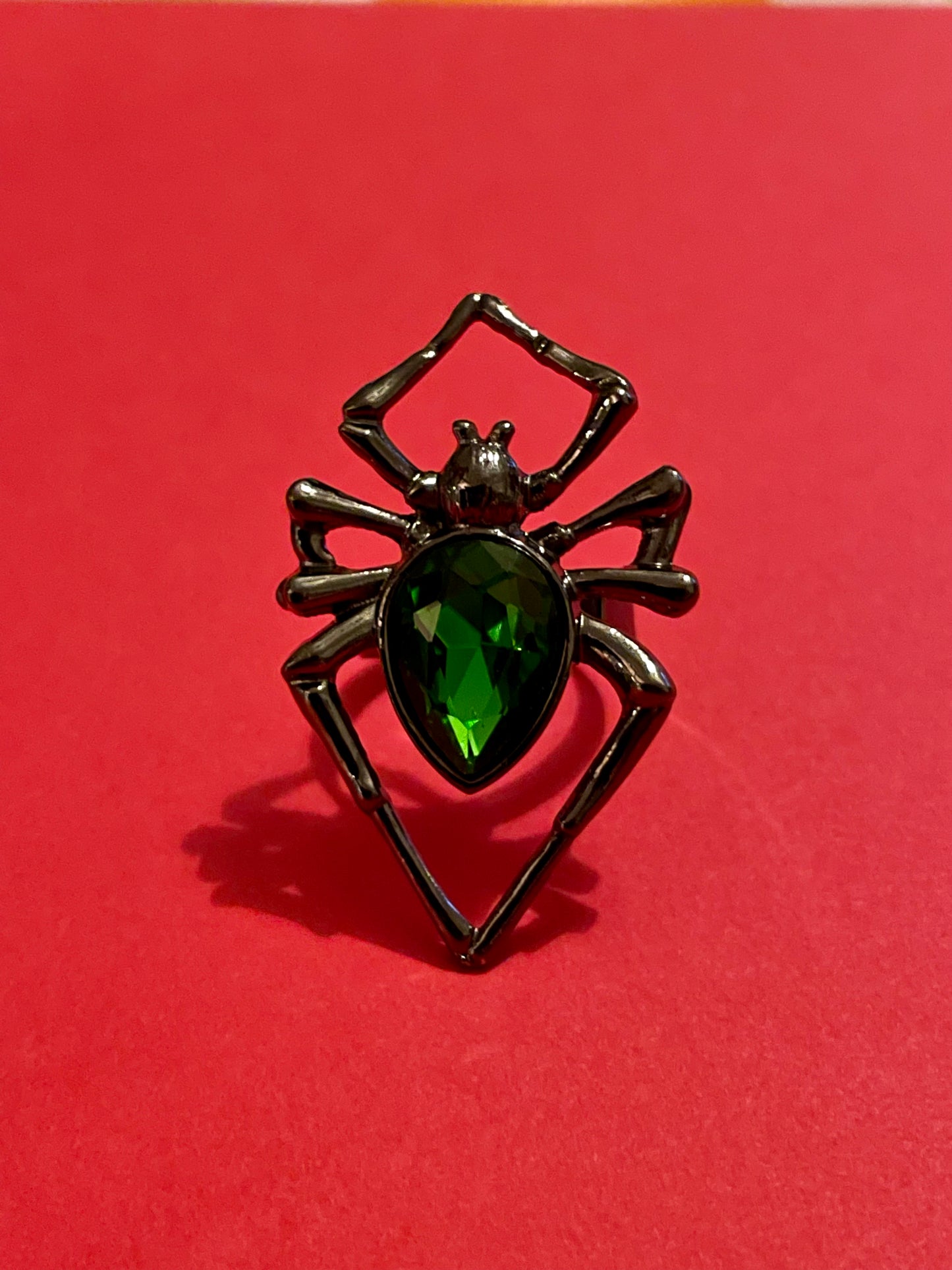 Ring - Spider Green Gem