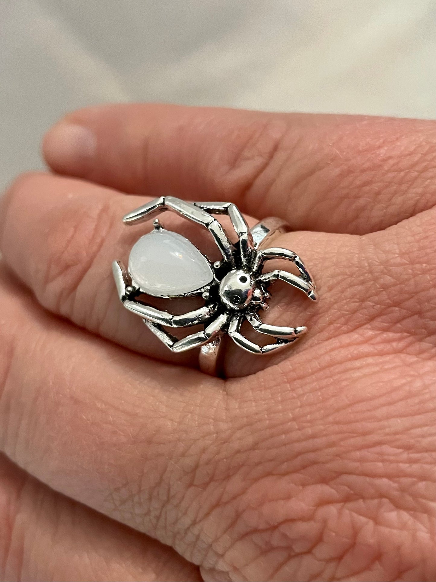 Ring - Silver Spider w/Opal